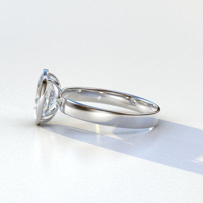 3 Carat E VVS Elongated Cushion Cut Bezel Set Engagement Ring - Astrae