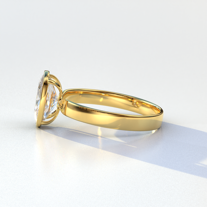 3 Carat E VVS Elongated Cushion Cut Bezel Set Engagement Ring - Astrae