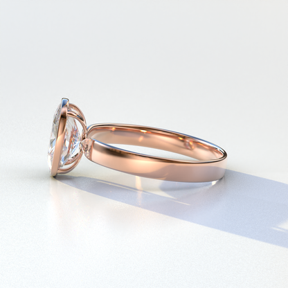 3 Carat E VVS Elongated Cushion Cut Bezel Set Engagement Ring - Astrae