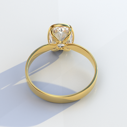 3 Carat E VVS Elongated Cushion Cut Bezel Set Engagement Ring - Astrae