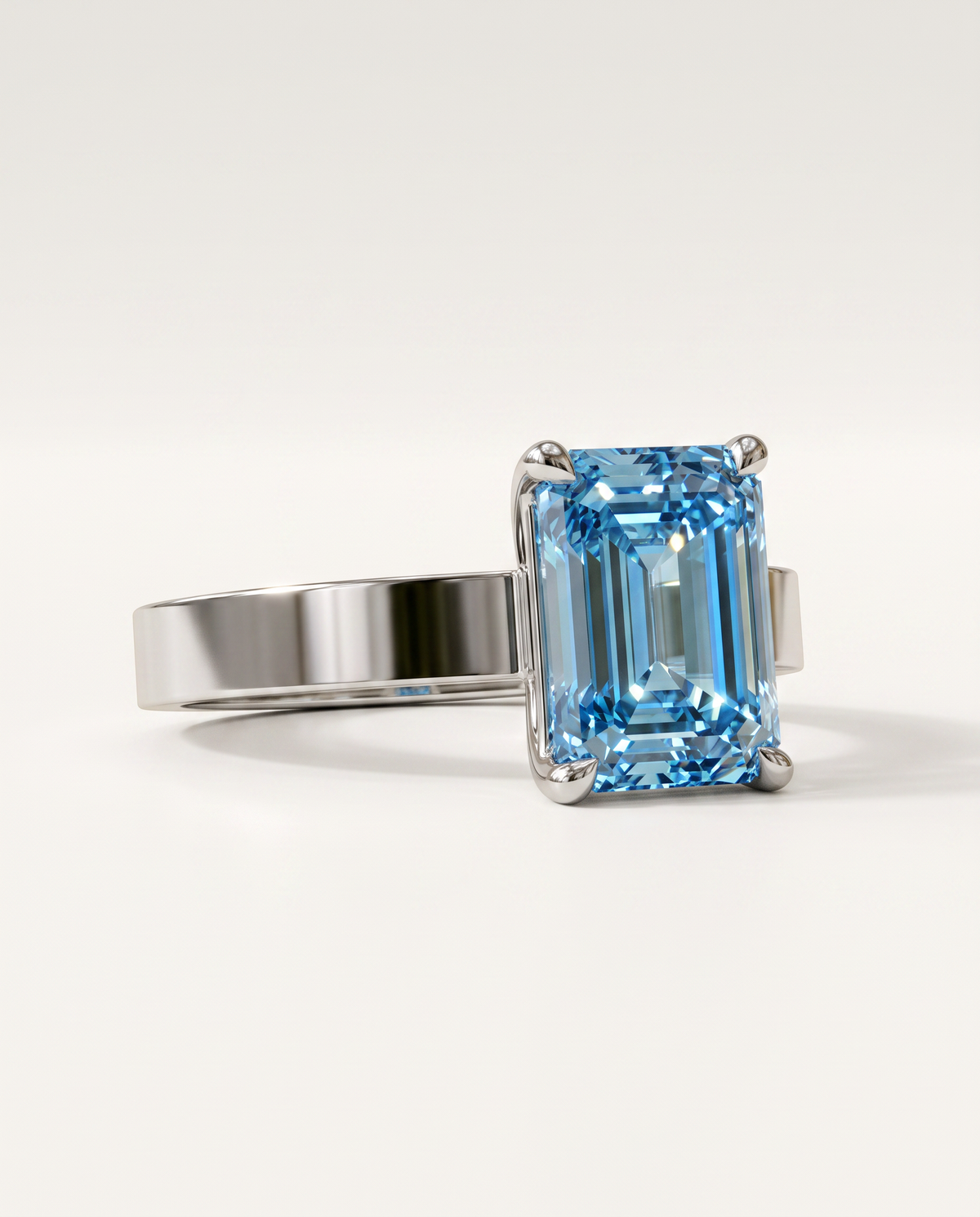 2 to 6 Carat Blue Lab Grown Diamond Engagement Ring – Emerald Cut Solitaire | Lami