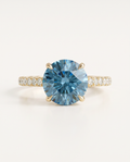 2 to 6 Carat Blue Lab Grown Diamond Engagement Ring – Round Cut Hidden Halo | Liora