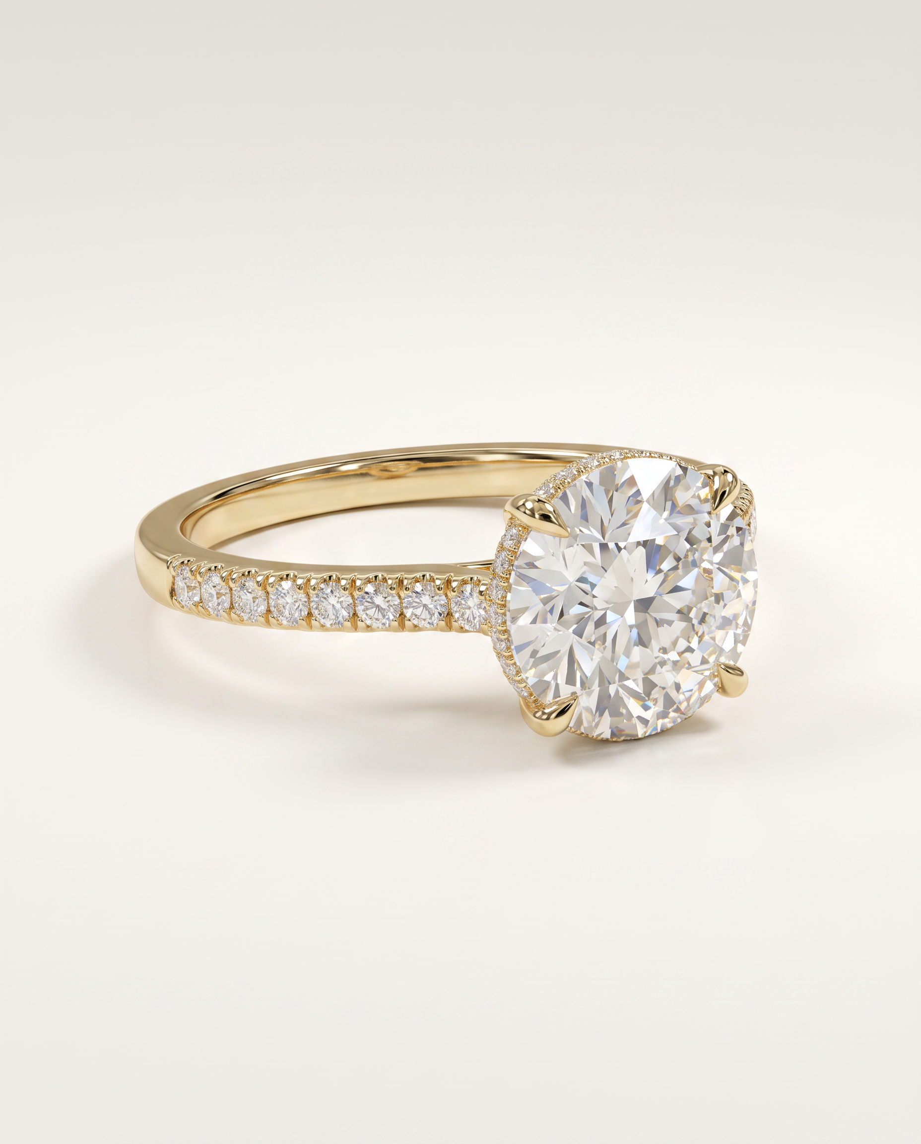 2 to 6 Carat Lab Grown Diamond Engagement Ring – Round Cut Hidden Halo | Liora