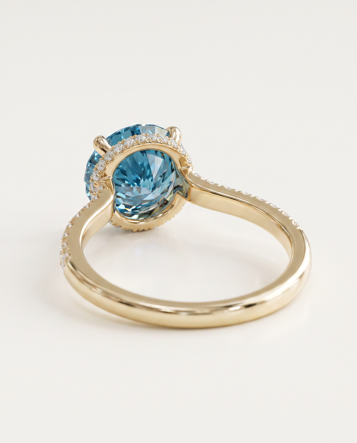 2 to 6 Carat Blue Lab Grown Diamond Engagement Ring – Round Cut Hidden Halo | Liora