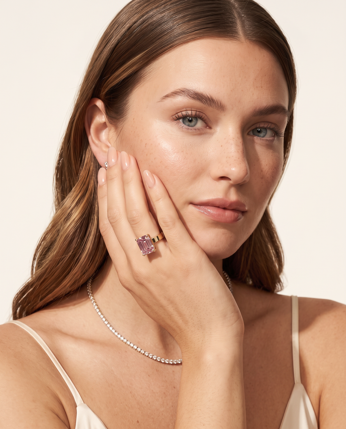 2 to 6 Carat Pink Lab Grown Diamond Engagement Ring – Emerald Cut Solitaire | Lami