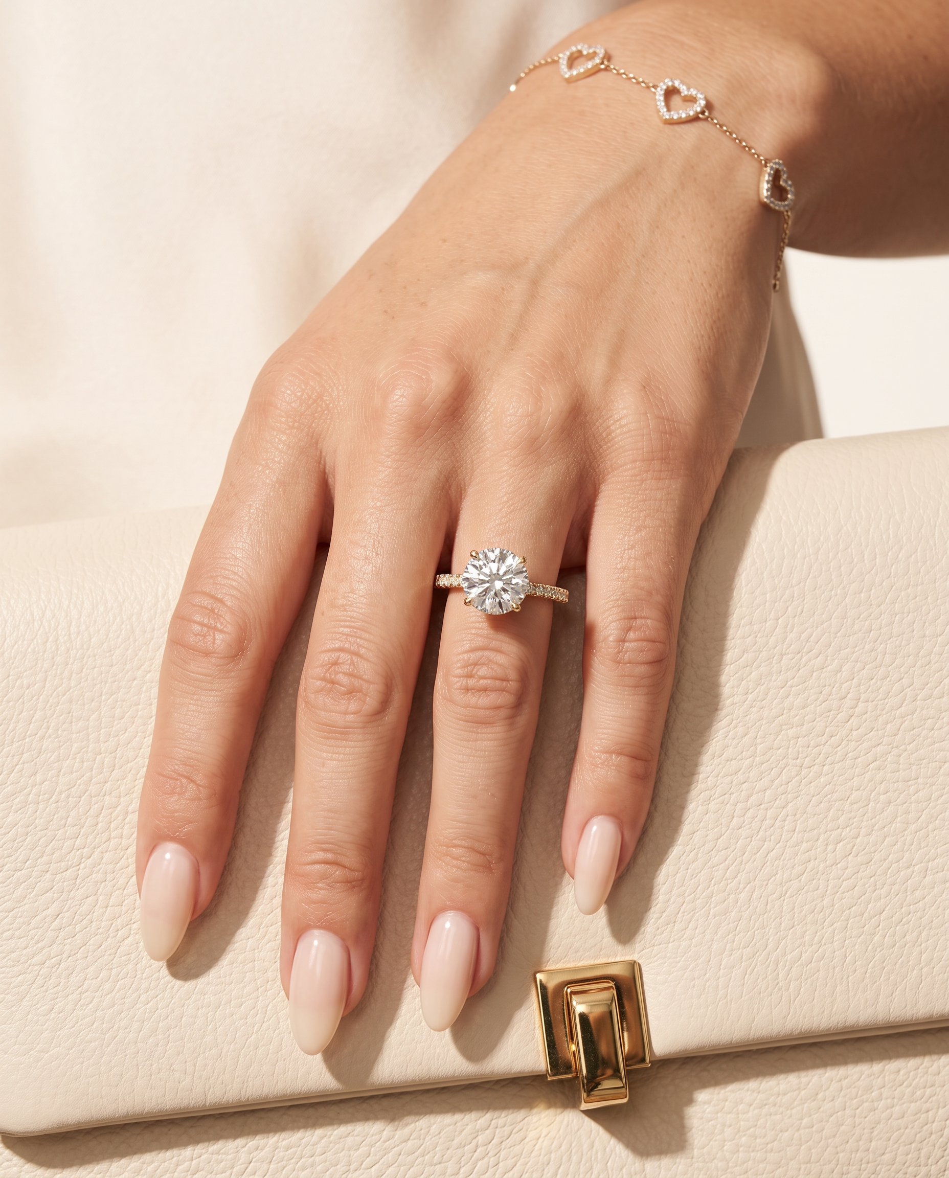 2 to 6 Carat Lab Grown Diamond Engagement Ring – Round Cut Hidden Halo | Liora