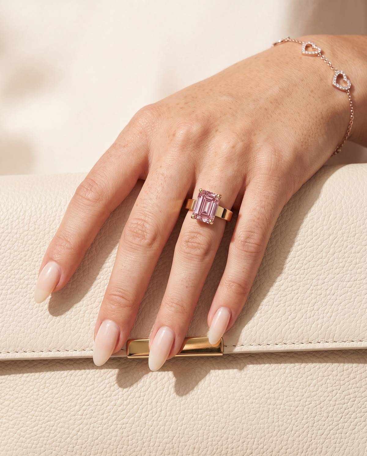 2 to 6 Carat Pink Lab Grown Diamond Engagement Ring – Emerald Cut Solitaire | Lami