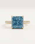 2 to 4 Carat Blue Lab Grown Diamond Engagement Ring – Princess Cut Hidden Halo | Adele