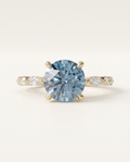 1 to 3 Carat Blue Lab Grown Diamond Engagement Ring – Round Cut Hidden Halo | Lucienne