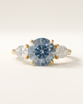 3 to 5 Carat Blue Lab Grown Diamond Engagement Ring – Round Cut Three Stone | Cecelia
