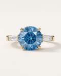 2 to 5 Carat Blue Lab Grown Diamond Engagement Ring – Round Cut Three Stone | Cordelia