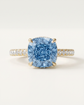 1 to 3.5 Carat Blue Lab Grown Diamond Engagement Ring – Cushion Cut Hidden Halo | Vivienne