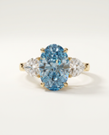 3 to 5 Carat Blue Lab Grown Diamond Engagement Ring – Oval Cut Three Stone | Juliet
