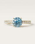 1 to 3.5 Carat Blue Lab Grown Diamond Engagement Ring – Round Cut Pavé | Elise
