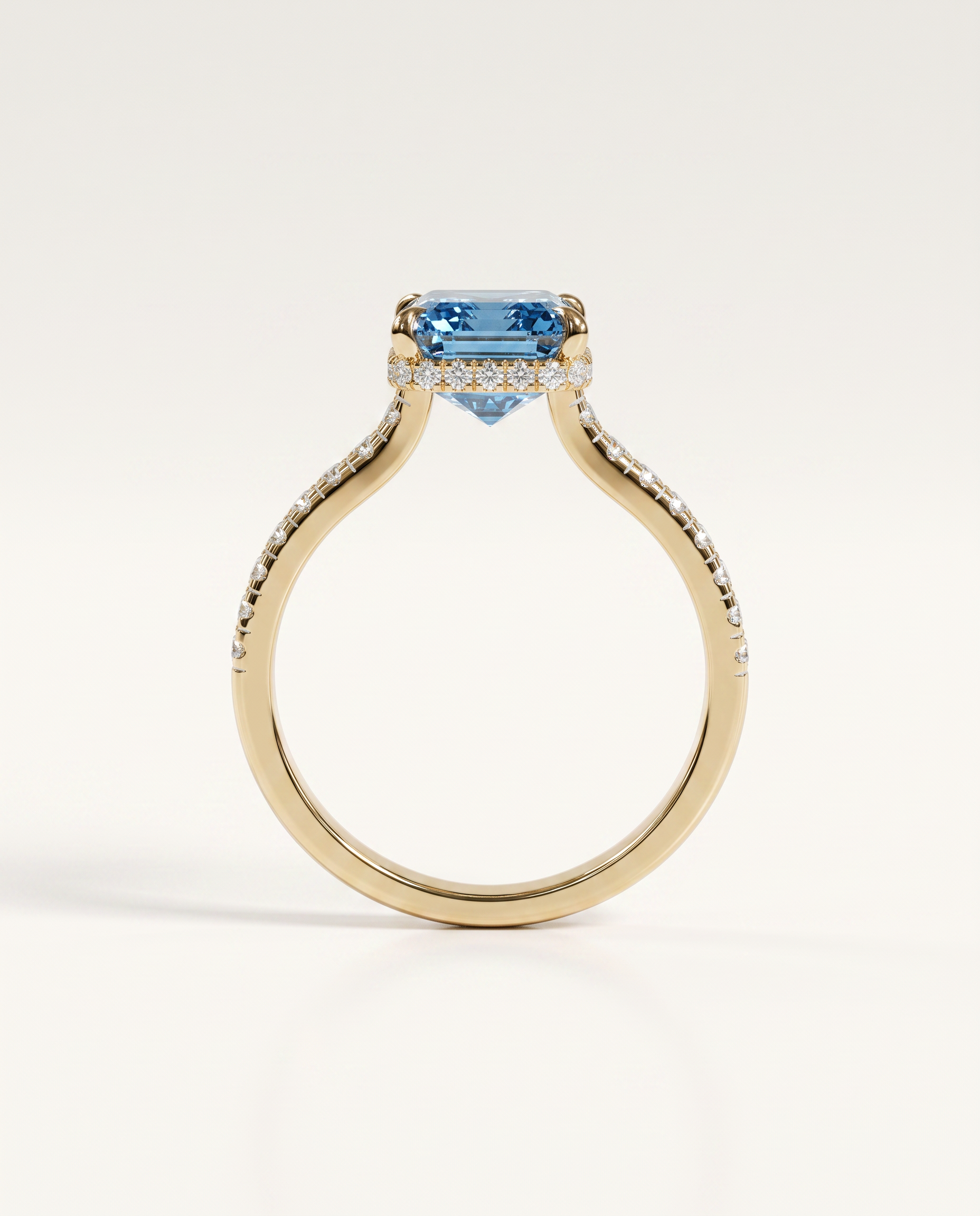 2.5 Carat Blue Lab Grown Diamond Engagement Ring – Emerald Cut Hidden Halo | Siena - Engagement Ring