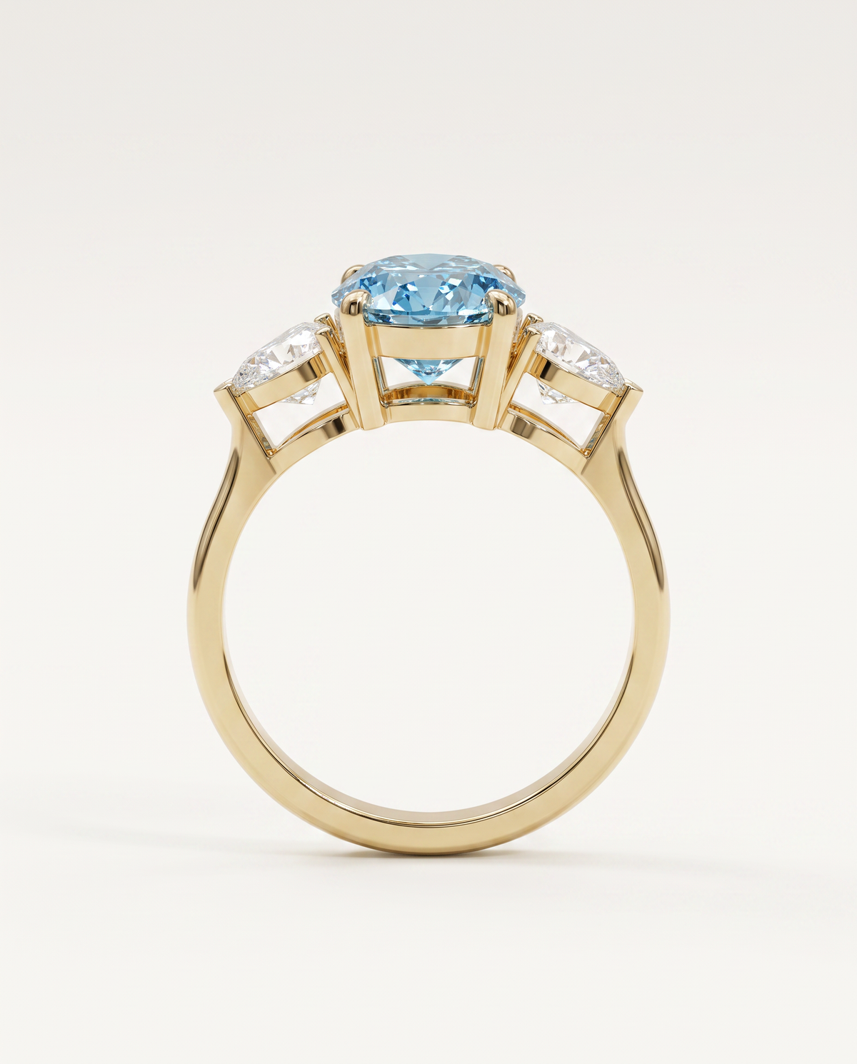 3 to 5 Carat Blue Lab Grown Diamond Engagement Ring – Oval Cut Three Stone | Juliet