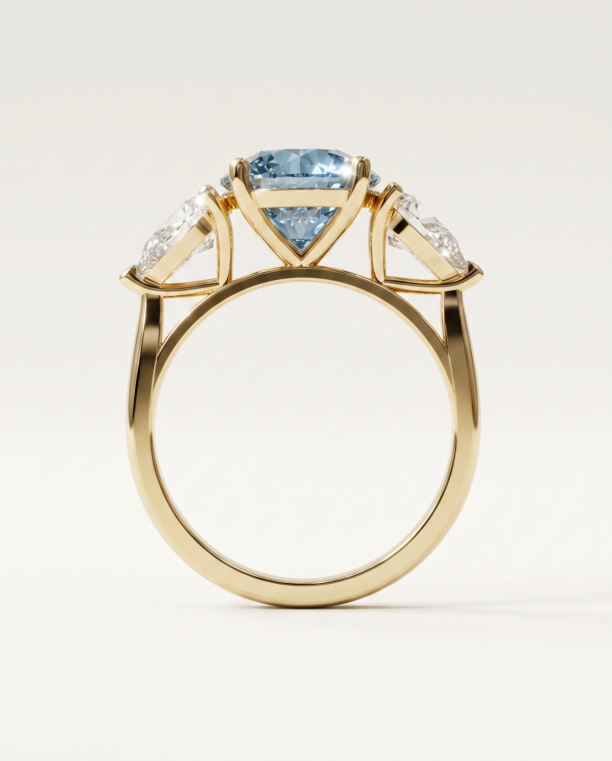 3 to 5 Carat Blue Lab Grown Diamond Engagement Ring – Round Cut Three Stone | Cecelia