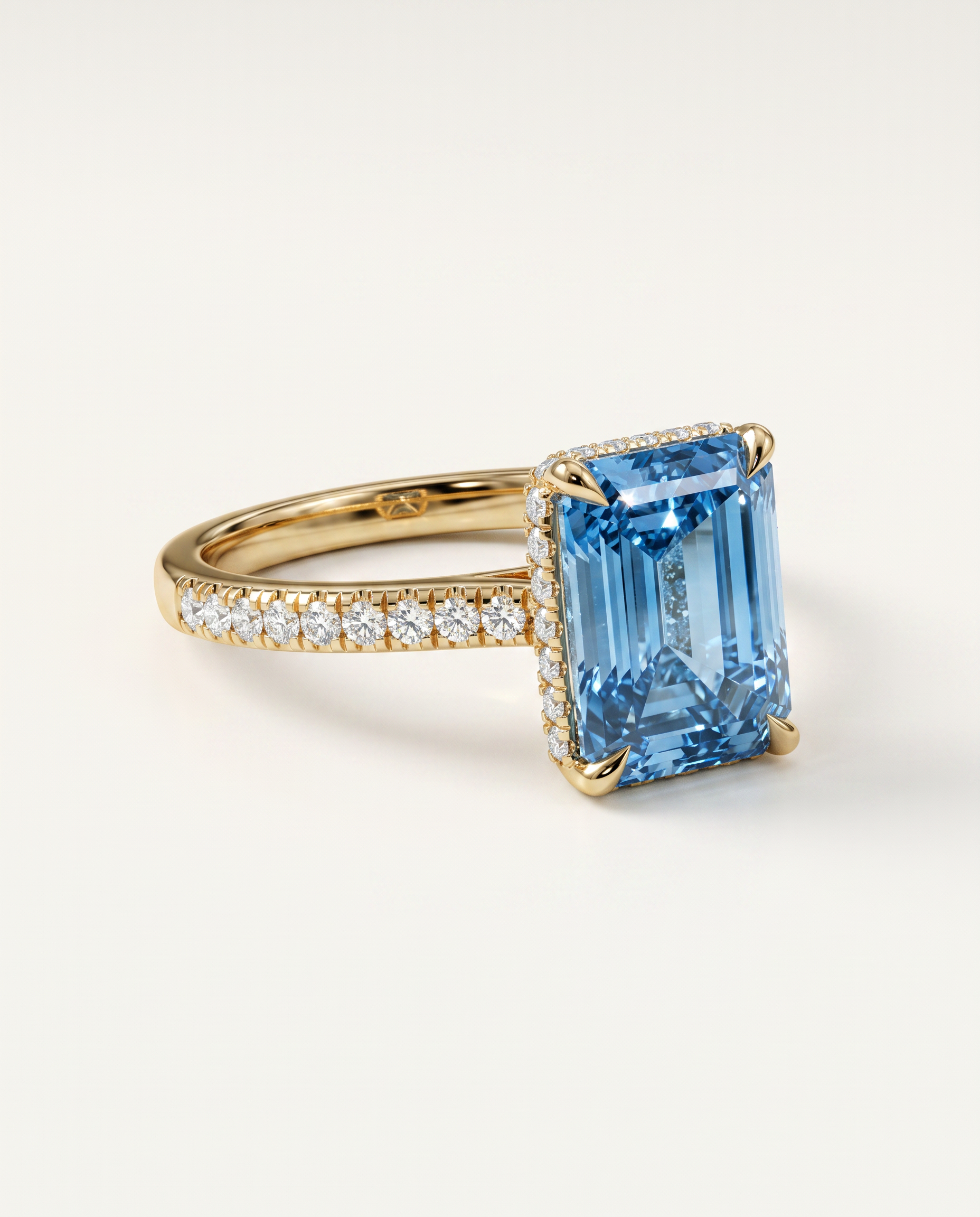 2.5 Carat Blue Lab Grown Diamond Engagement Ring – Emerald Cut Hidden Halo | Siena - Engagement Ring