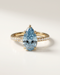 1 to 6 Carat Blue Lab Grown Diamond Engagement Ring – Pear Cut Hidden Halo | Solene