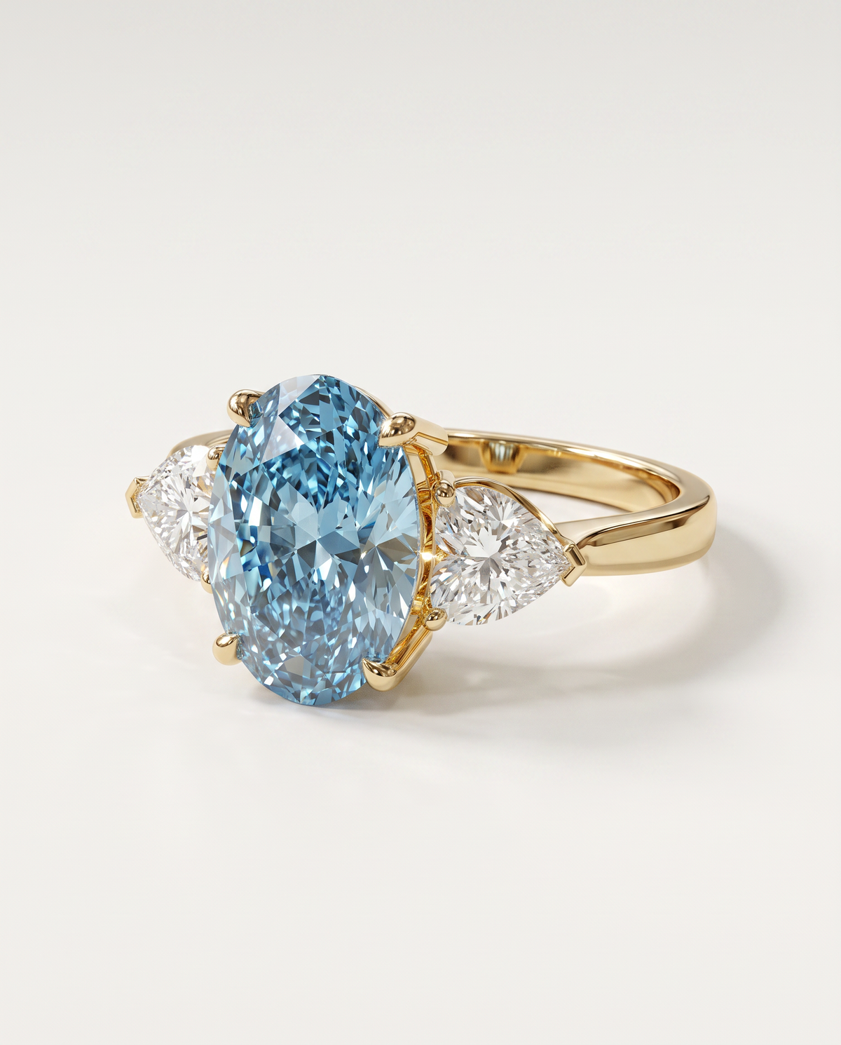 3 to 5 Carat Blue Lab Grown Diamond Engagement Ring – Oval Cut Three Stone | Juliet
