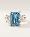 2 to 7 Carat Blue Lab Grown Diamond Engagement Ring – Radiant Cut Three Stone | Aurelia