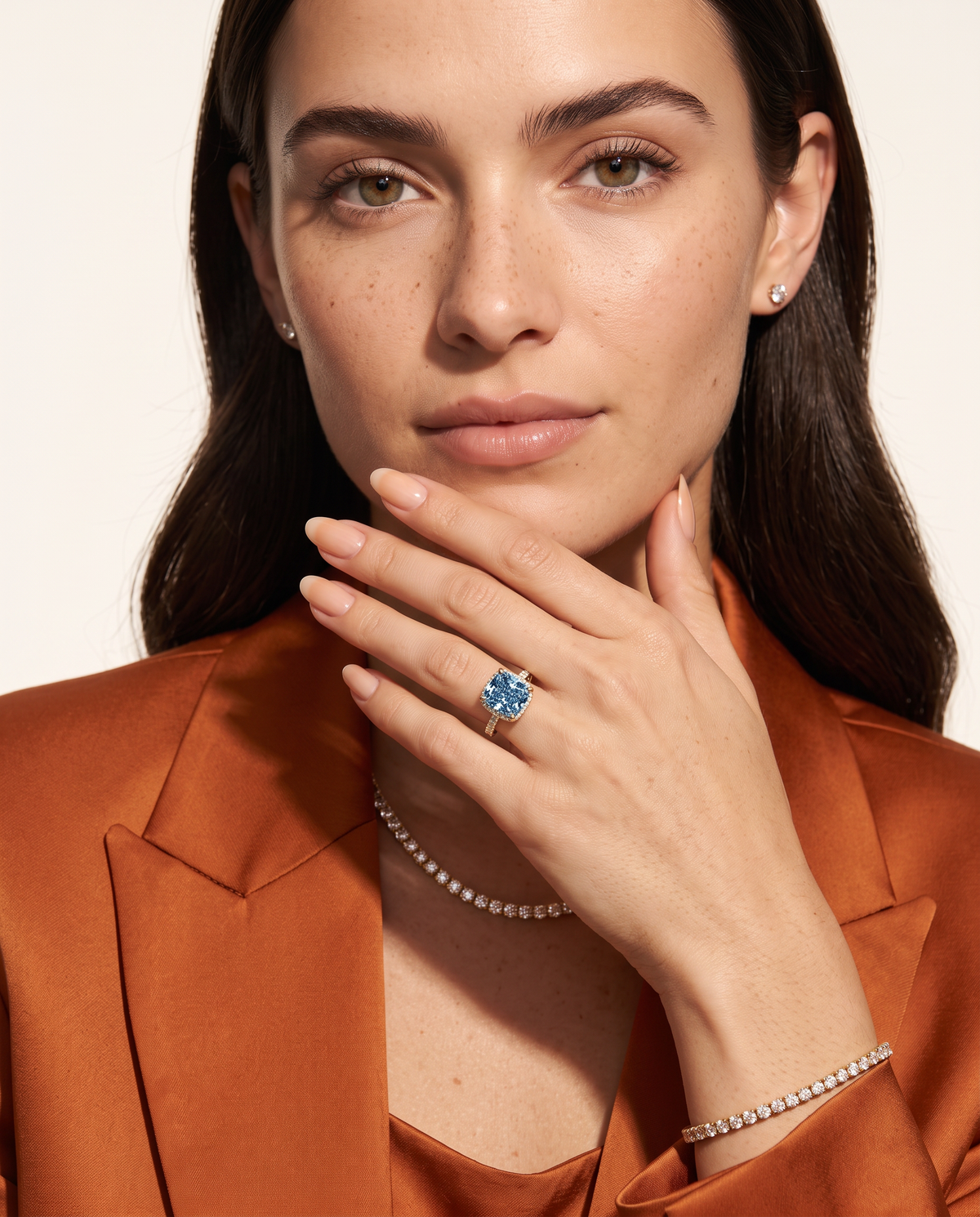 1 to 3.5 Carat Blue Lab Grown Diamond Engagement Ring – Cushion Cut Hidden Halo | Vivienne
