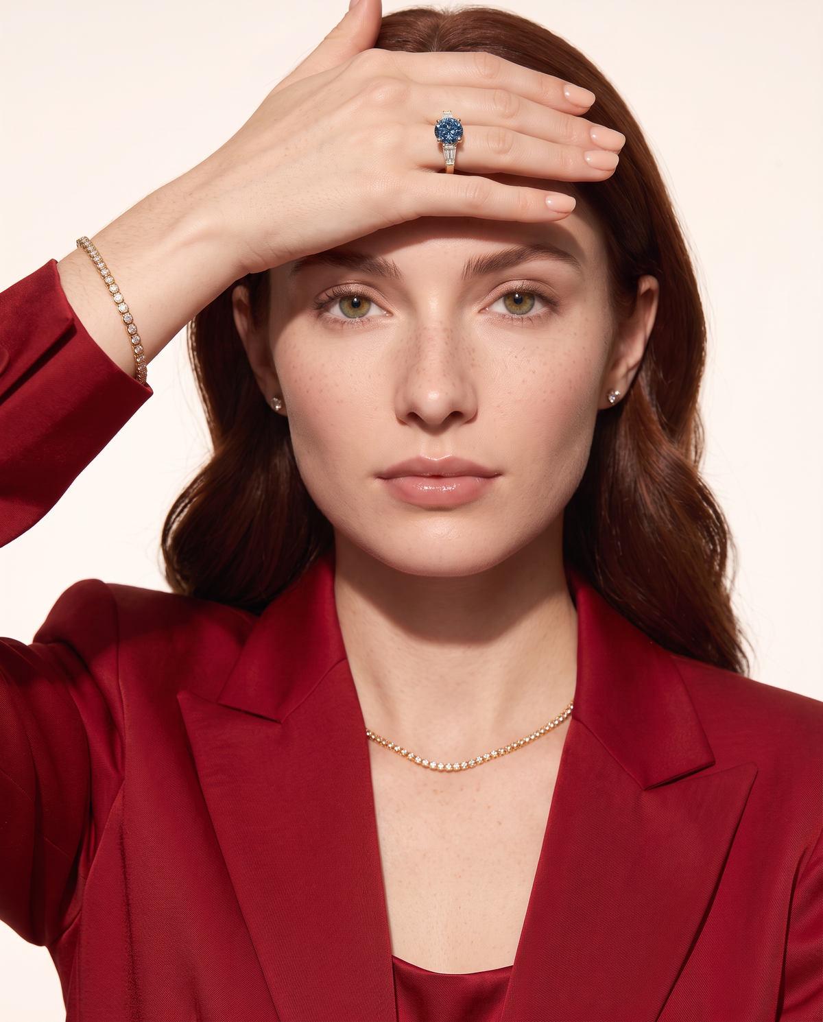 2 to 5 Carat Blue Lab Grown Diamond Engagement Ring – Round Cut Three Stone | Cordelia