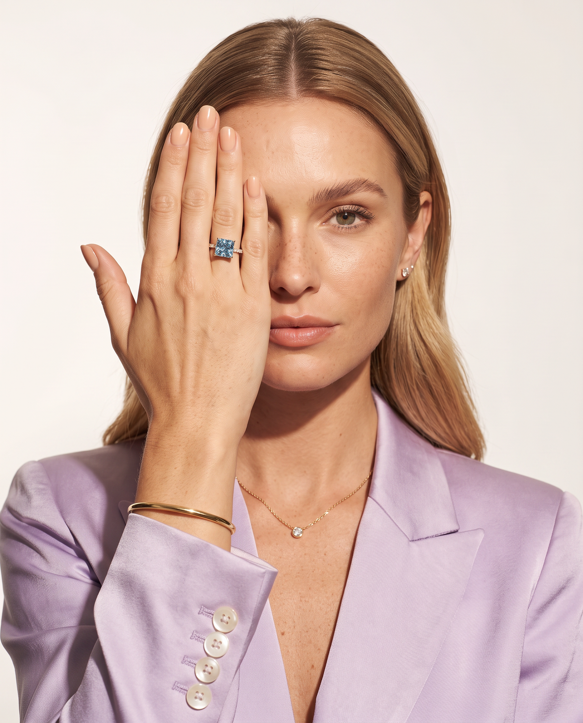 2 to 4 Carat Blue Lab Grown Diamond Engagement Ring – Princess Cut Hidden Halo | Adele