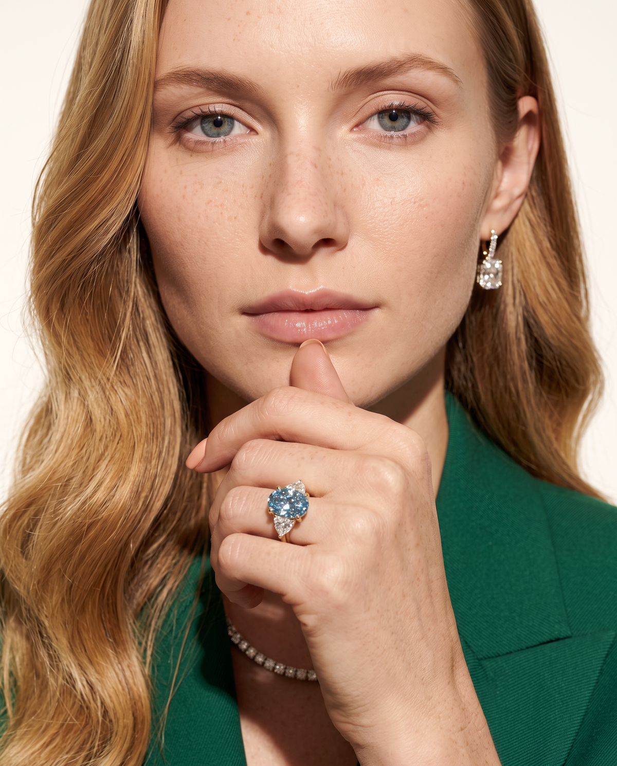 3 to 5 Carat Blue Lab Grown Diamond Engagement Ring – Oval Cut Three Stone | Juliet