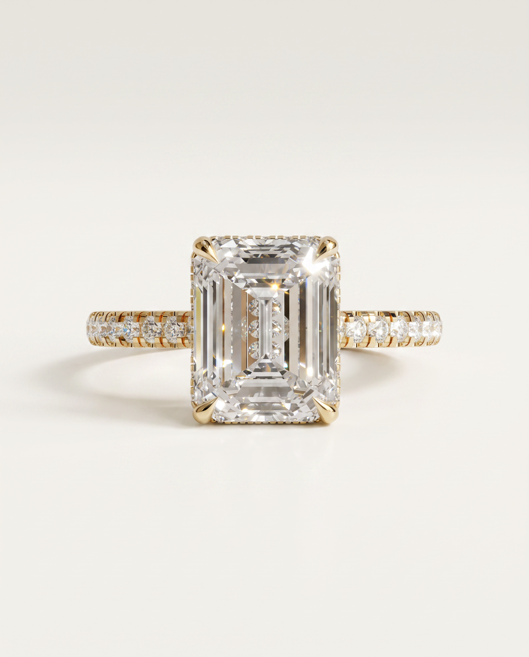2.5 Carat Lab Grown Diamond Engagement Ring – Emerald Cut Hidden Halo | Siena - 10K Solid Gold / Yellow Gold