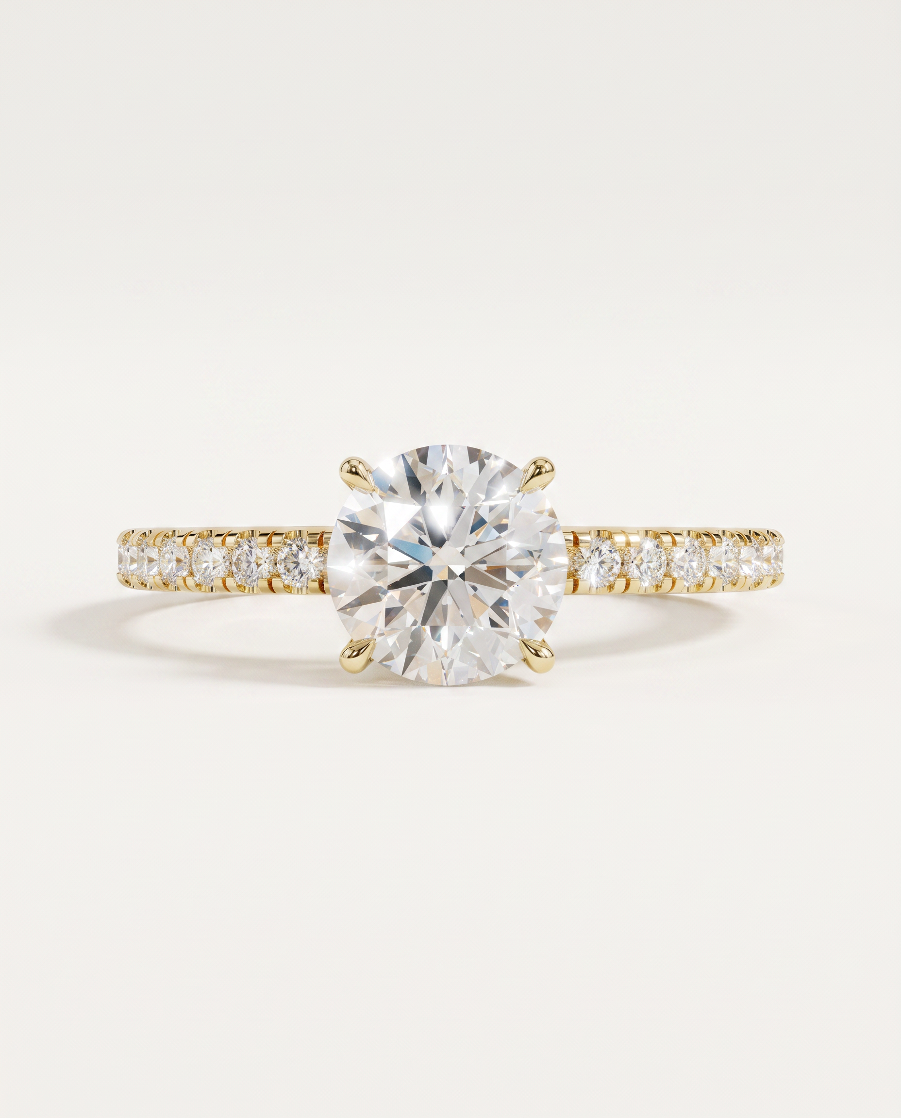 1 to 3.5 Carat Lab Grown Diamond Engagement Ring – Round Cut Pavé | Elise