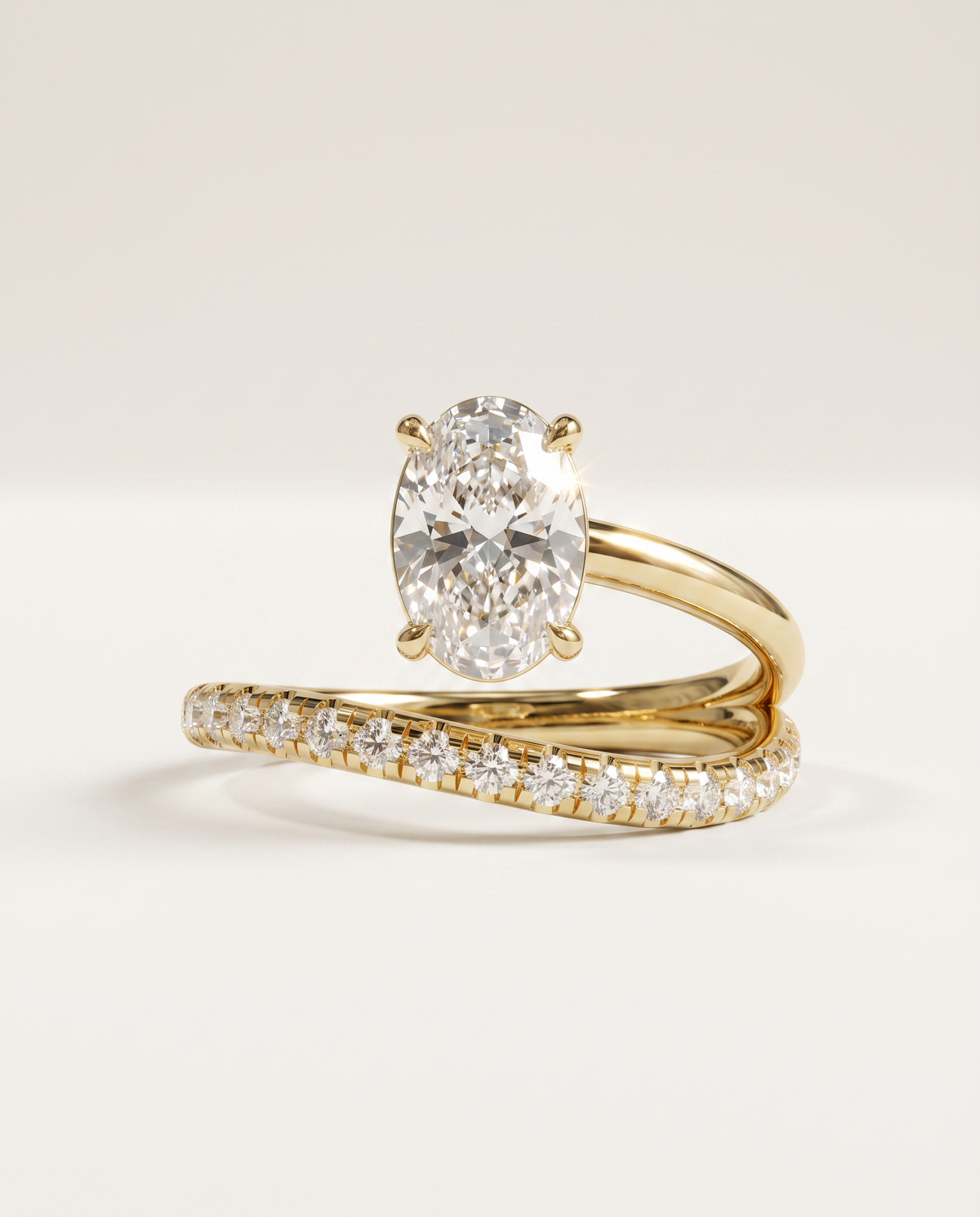 1 to 2 Carat Lab Grown Diamond Engagement Ring – Oval Cut Pavé Bypass | Amara