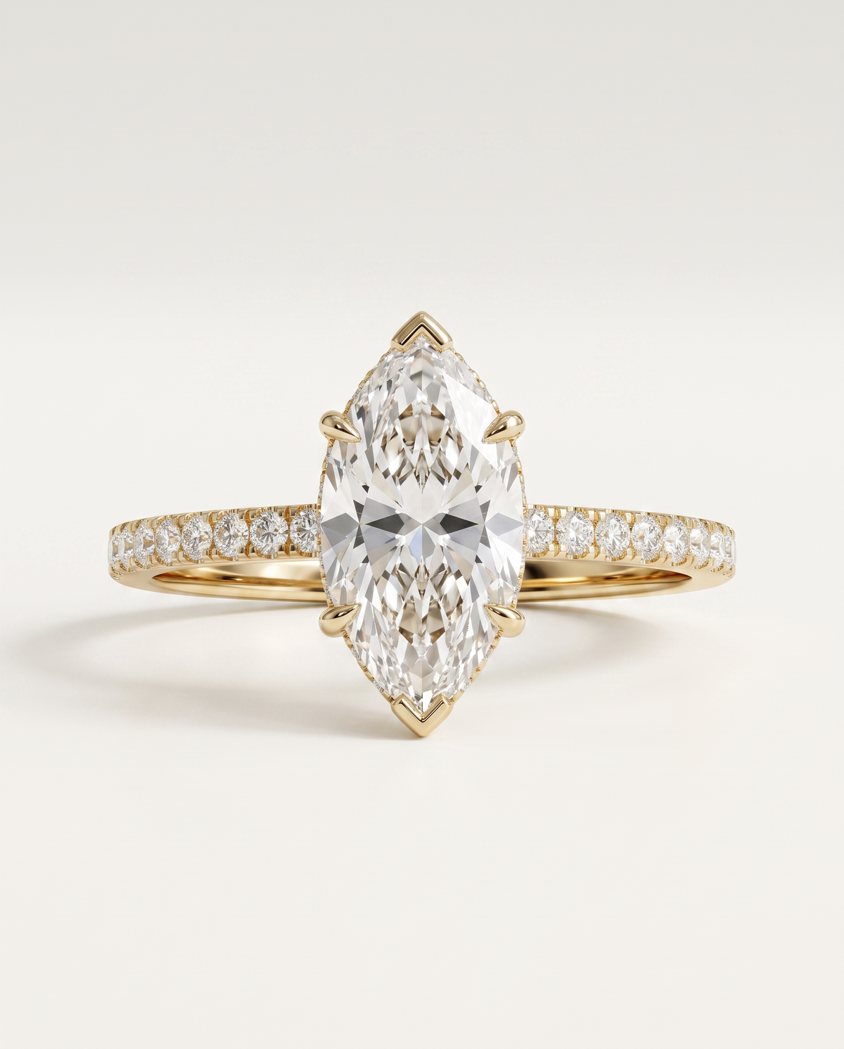 1 to 6 Carat Lab Grown Diamond Engagement Ring – Marquise Cut Hidden Halo | Ottilie
