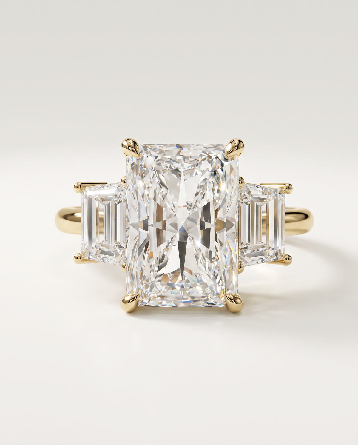 2 to 7 Carat Lab Grown Diamond Engagement Ring – Radiant Cut Three Stone | Aurelia
