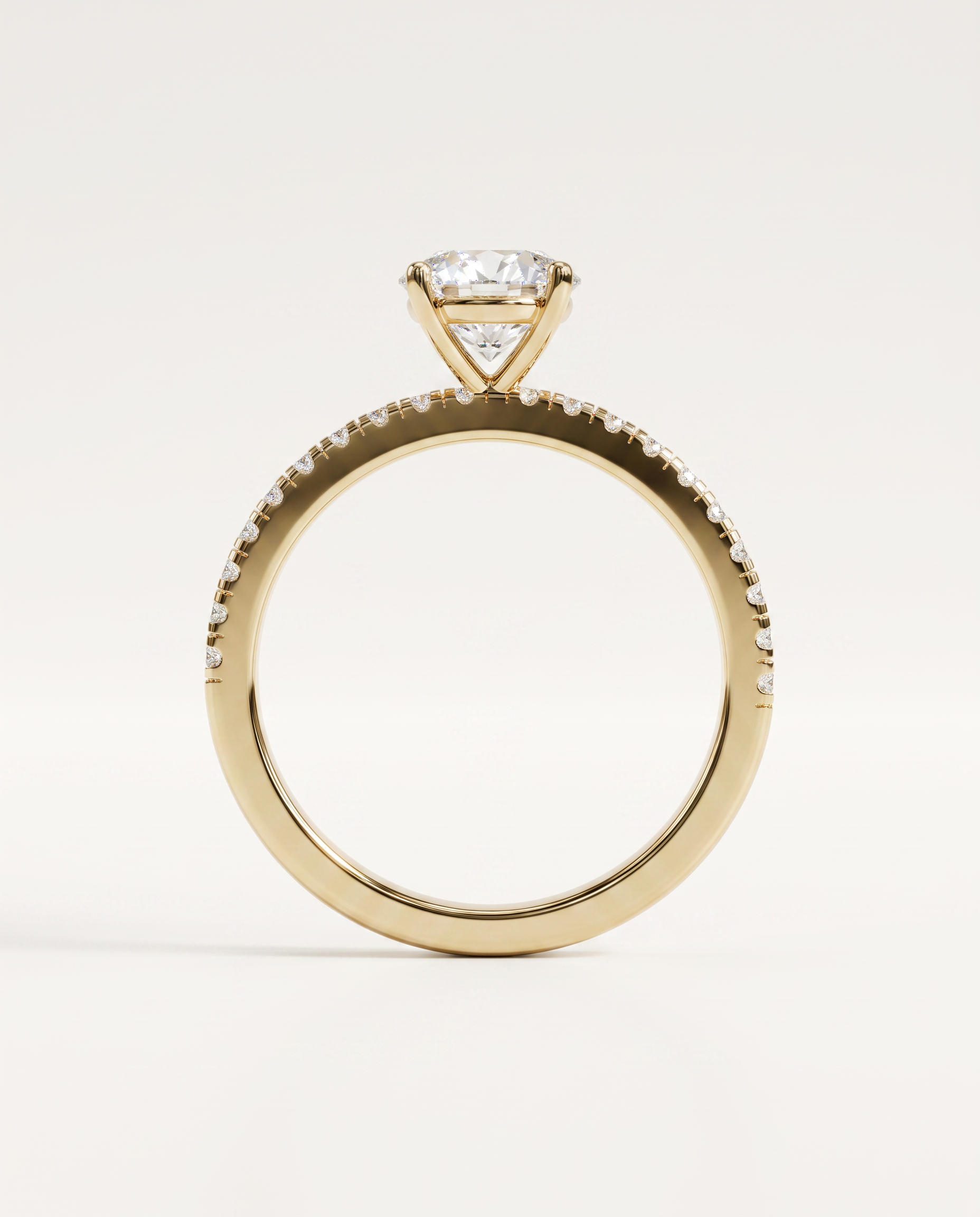 1 to 3.5 Carat Lab Grown Diamond Engagement Ring – Round Cut Pavé | Elise