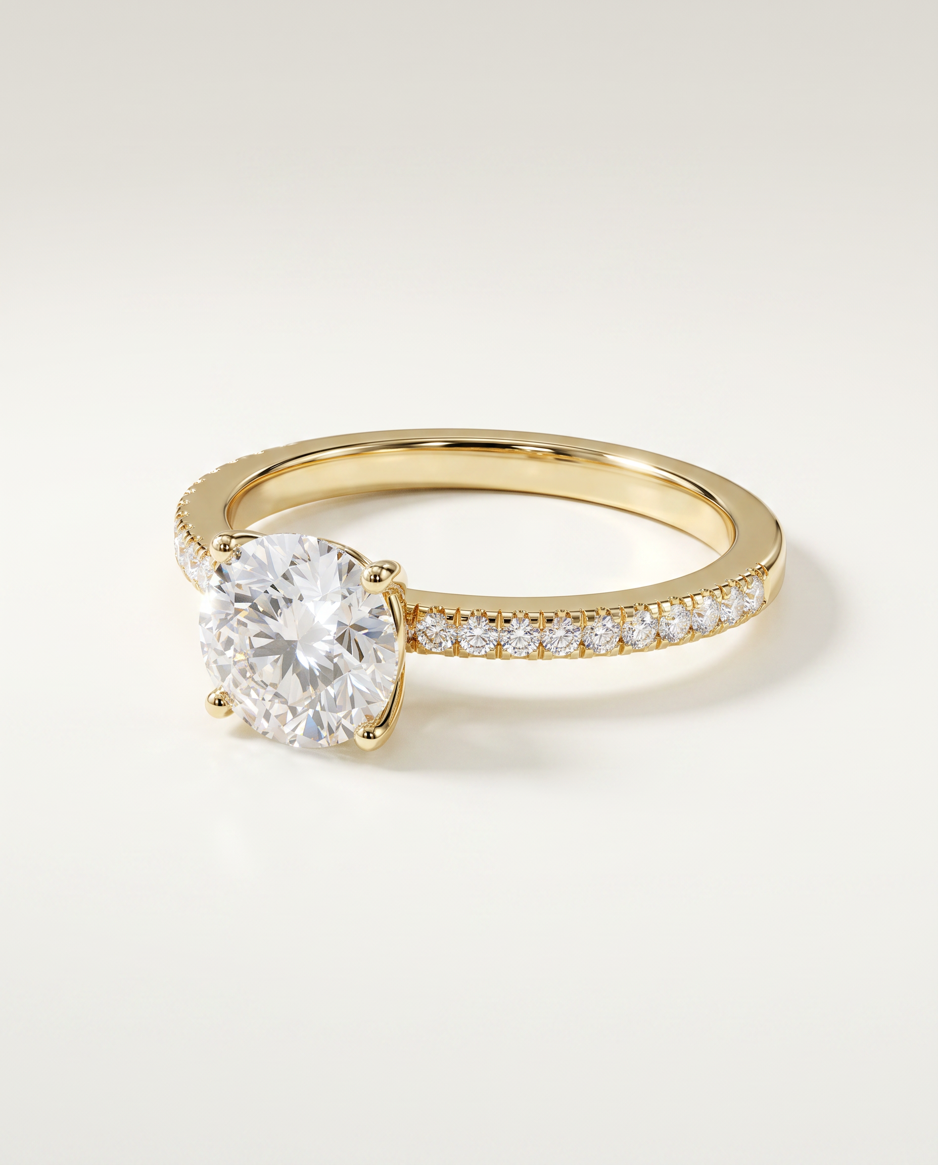 1 to 3.5 Carat Lab Grown Diamond Engagement Ring – Round Cut Pavé | Elise