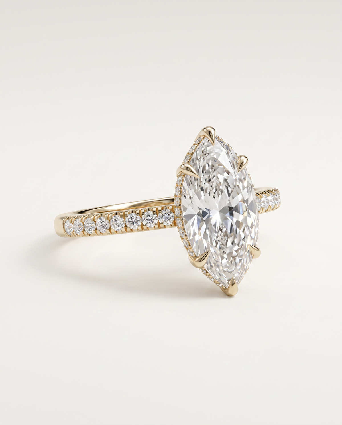 1 to 6 Carat Lab Grown Diamond Engagement Ring – Marquise Cut Hidden Halo | Ottilie