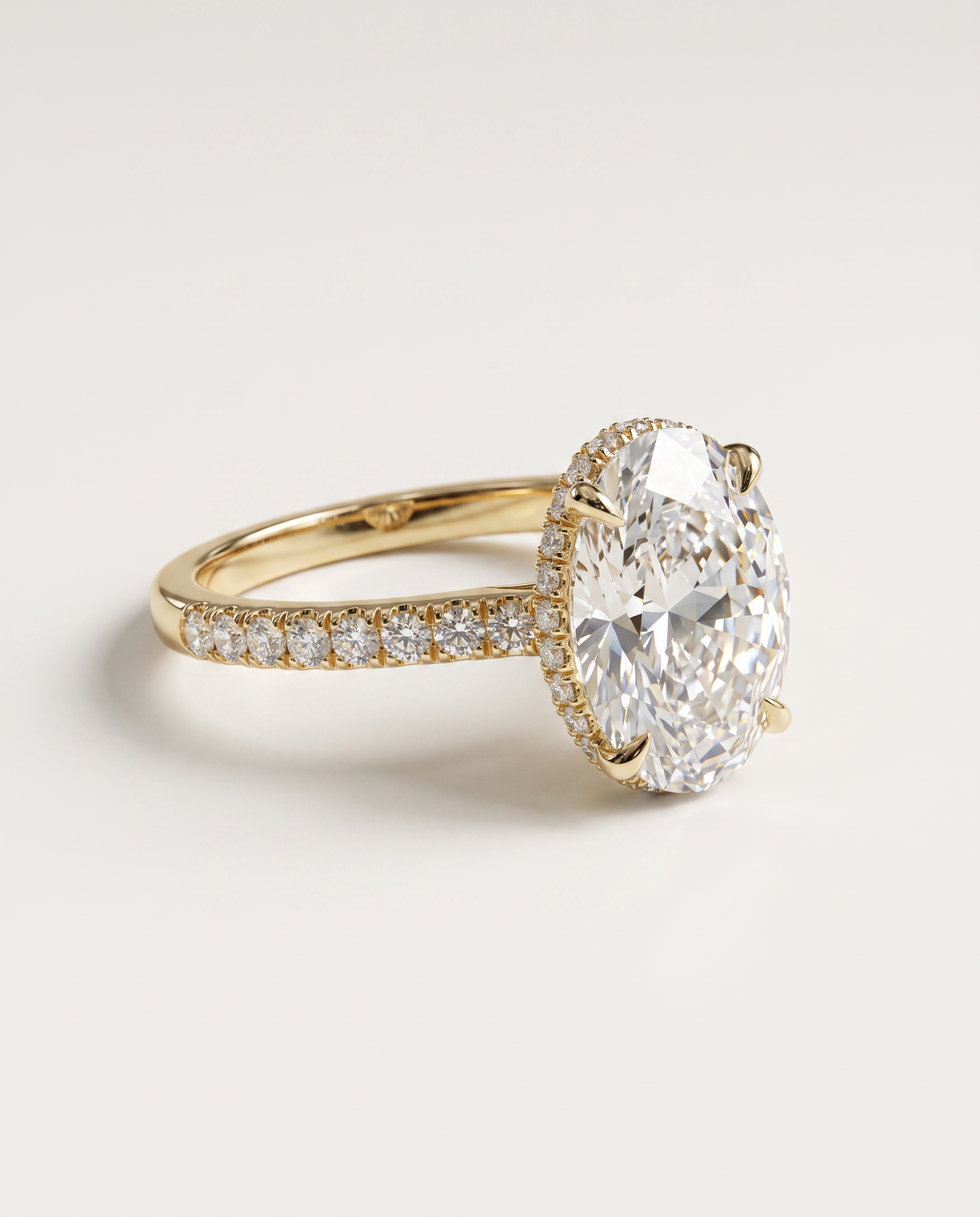 1 to 6 Carat Lab Grown Diamond Engagement Ring – Oval Cut Hidden Halo | Isla
