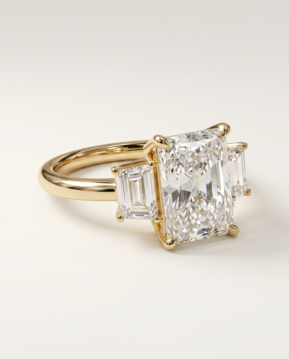 2 to 7 Carat Lab Grown Diamond Engagement Ring – Radiant Cut Three Stone | Aurelia