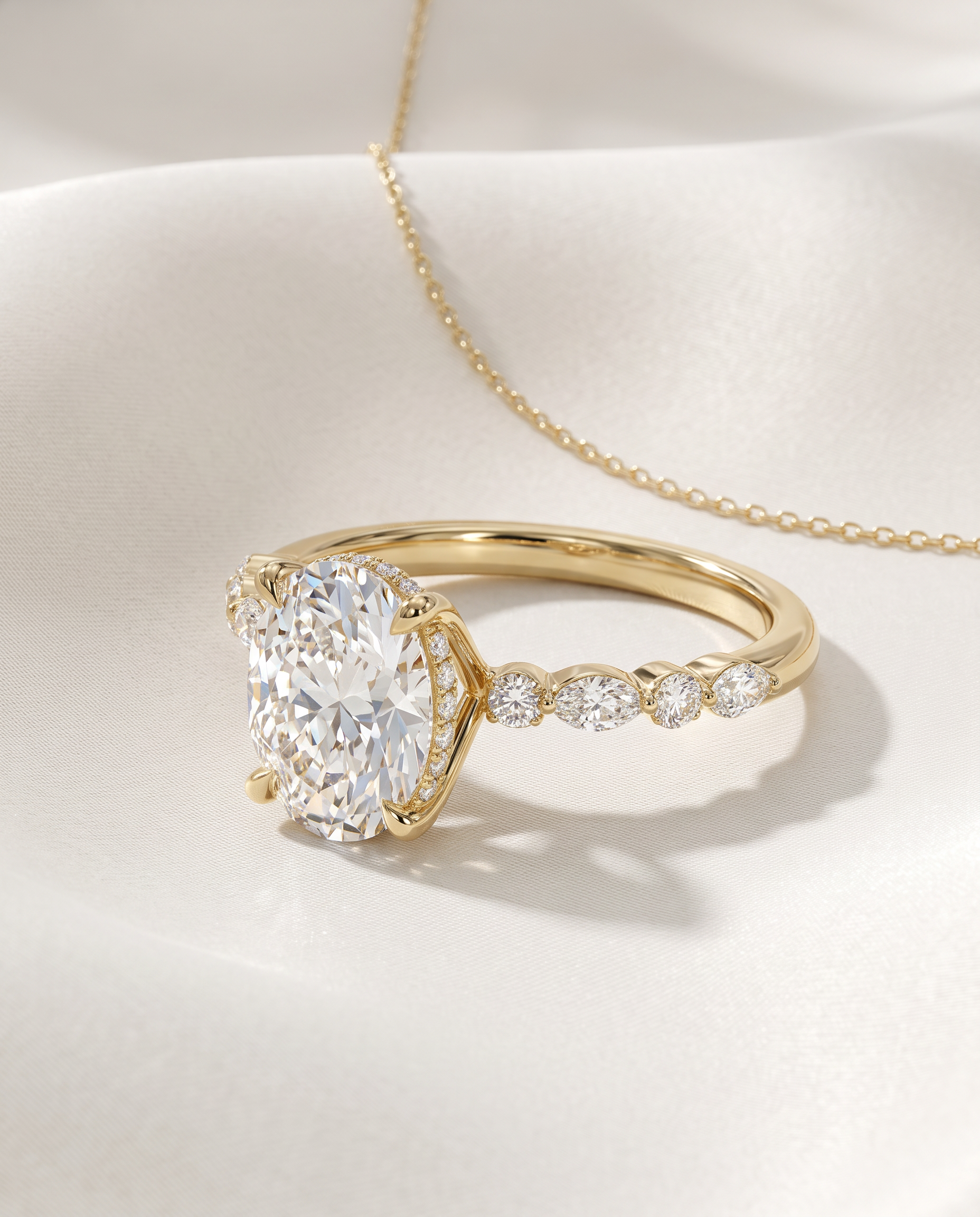 2 to 4 Carat Lab Grown Diamond Engagement Ring – Oval Cut Hidden Halo | Odette