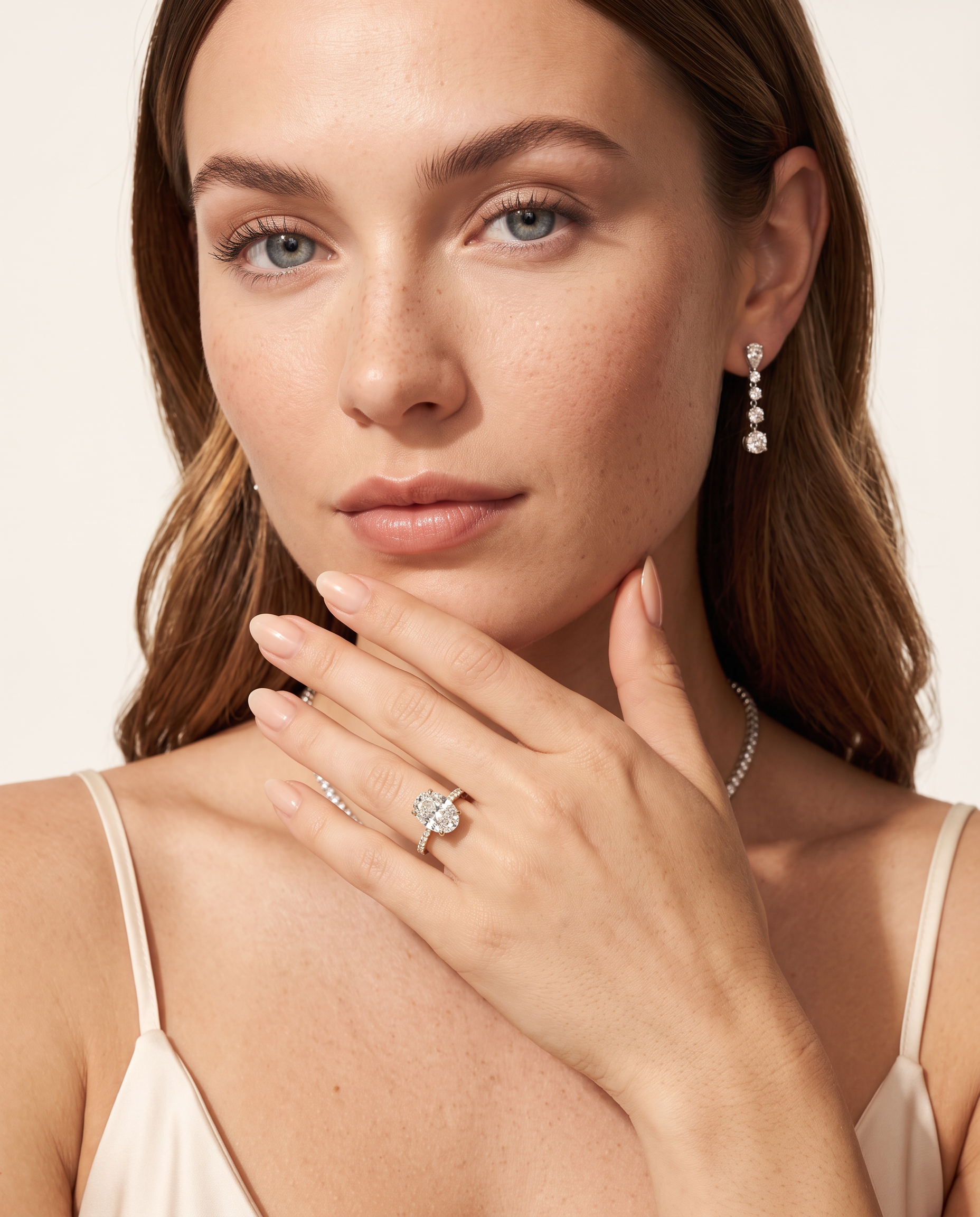 1 to 6 Carat Lab Grown Diamond Engagement Ring – Oval Cut Hidden Halo | Isla