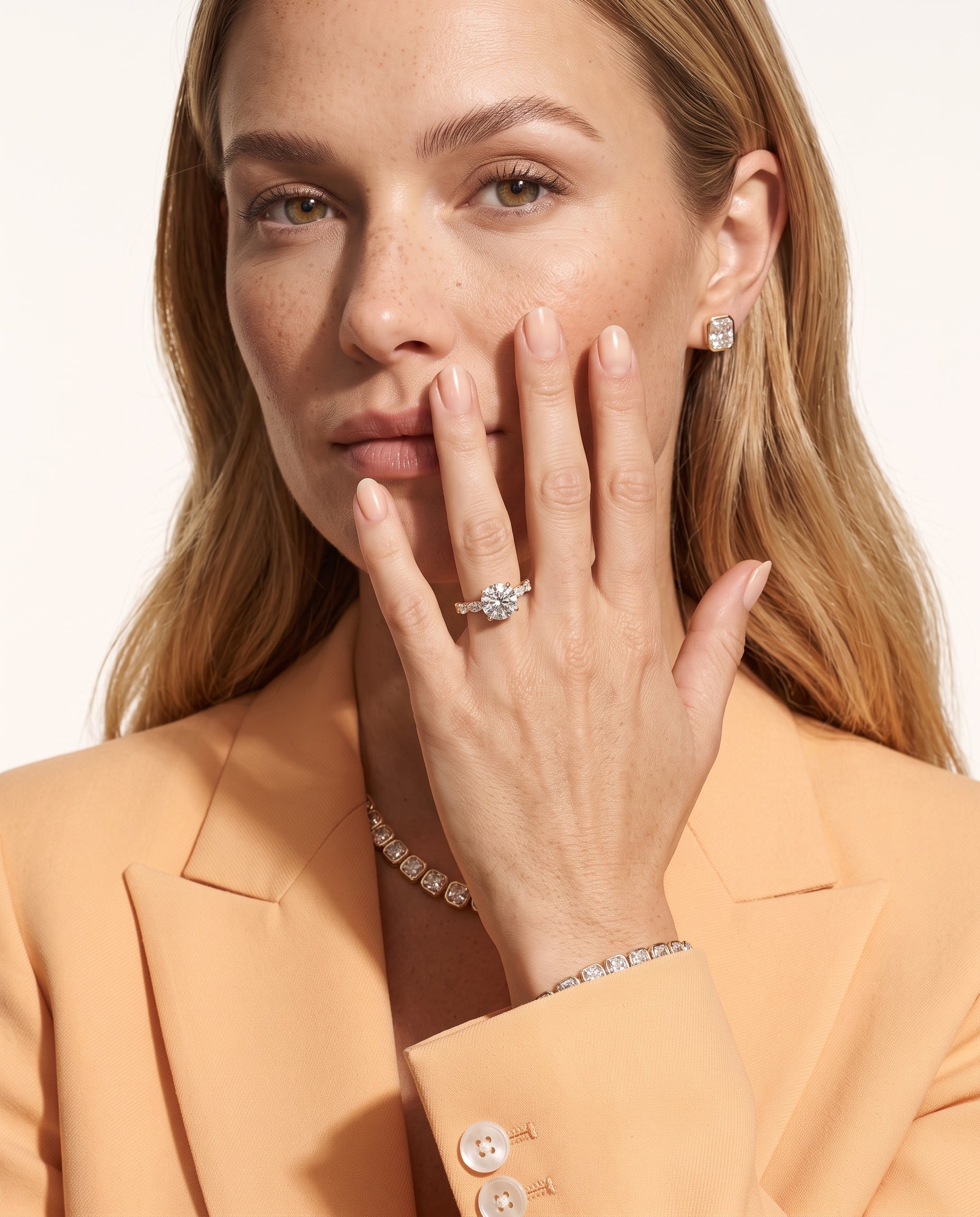 1 to 3 Carat Lab Grown Diamond Engagement Ring – Round Cut Hidden Halo | Lucienne