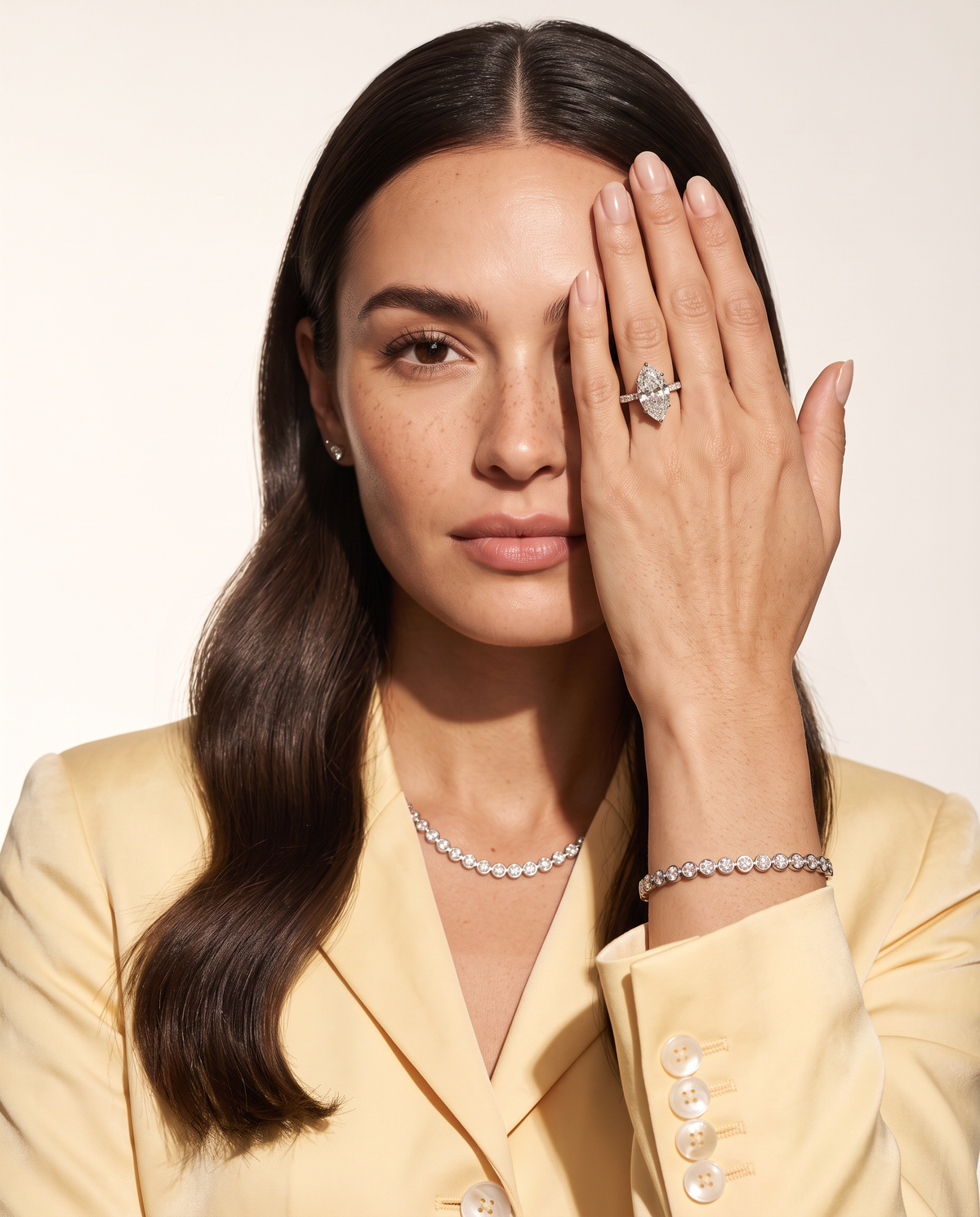 1 to 6 Carat Lab Grown Diamond Engagement Ring – Marquise Cut Hidden Halo | Ottilie