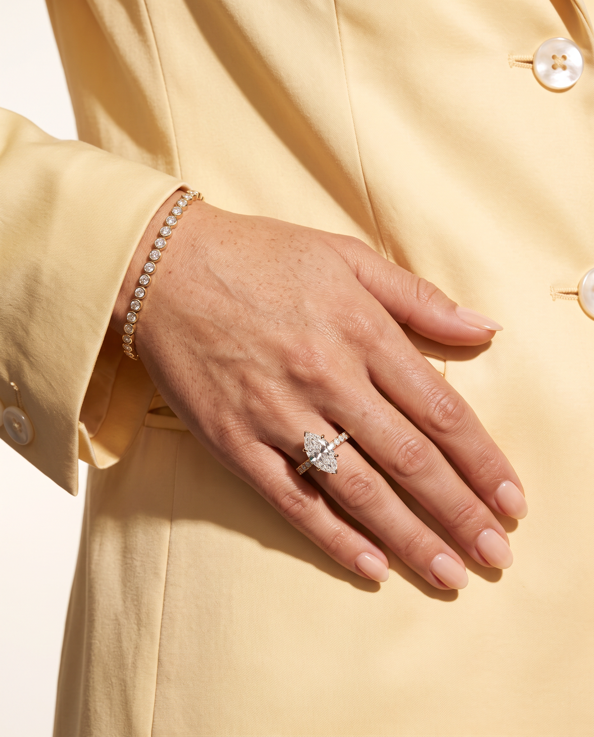 1 to 6 Carat Lab Grown Diamond Engagement Ring – Marquise Cut Hidden Halo | Ottilie