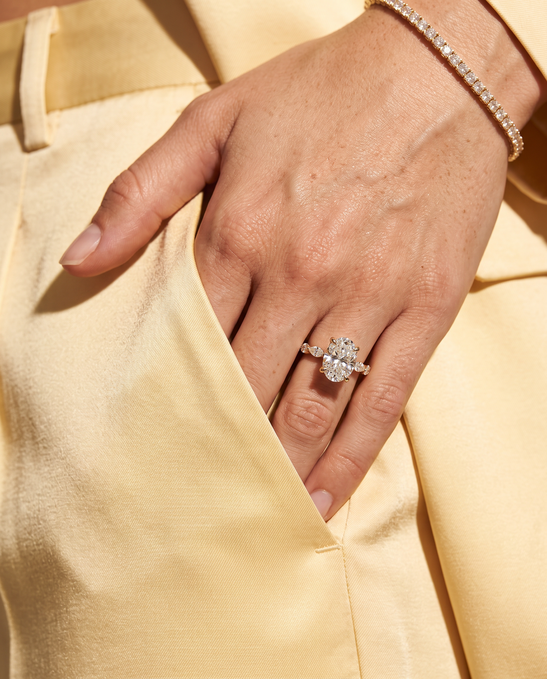 2 to 4 Carat Lab Grown Diamond Engagement Ring – Oval Cut Hidden Halo | Odette