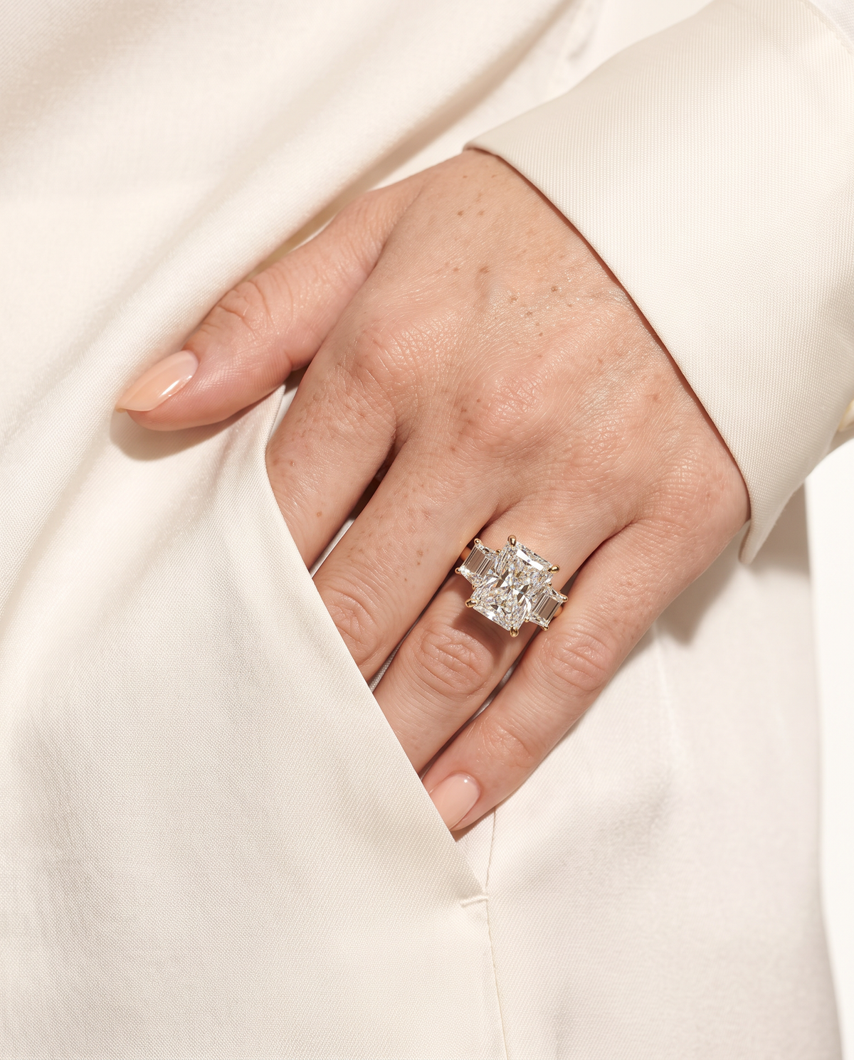 2 to 7 Carat Lab Grown Diamond Engagement Ring – Radiant Cut Three Stone | Aurelia