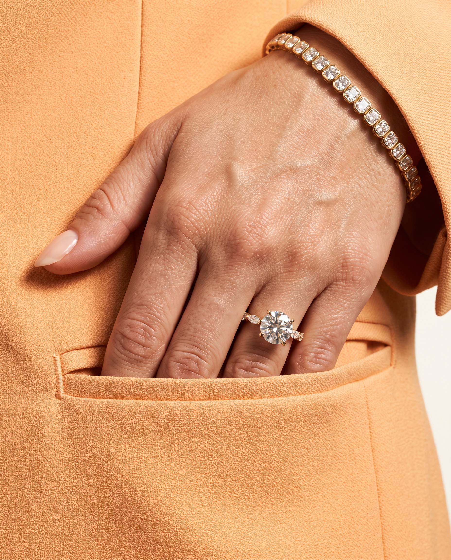 1 to 3 Carat Lab Grown Diamond Engagement Ring – Round Cut Hidden Halo | Lucienne