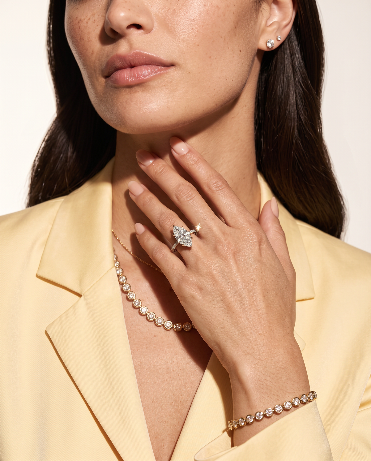 1 to 6 Carat Lab Grown Diamond Engagement Ring – Marquise Cut Hidden Halo | Ottilie