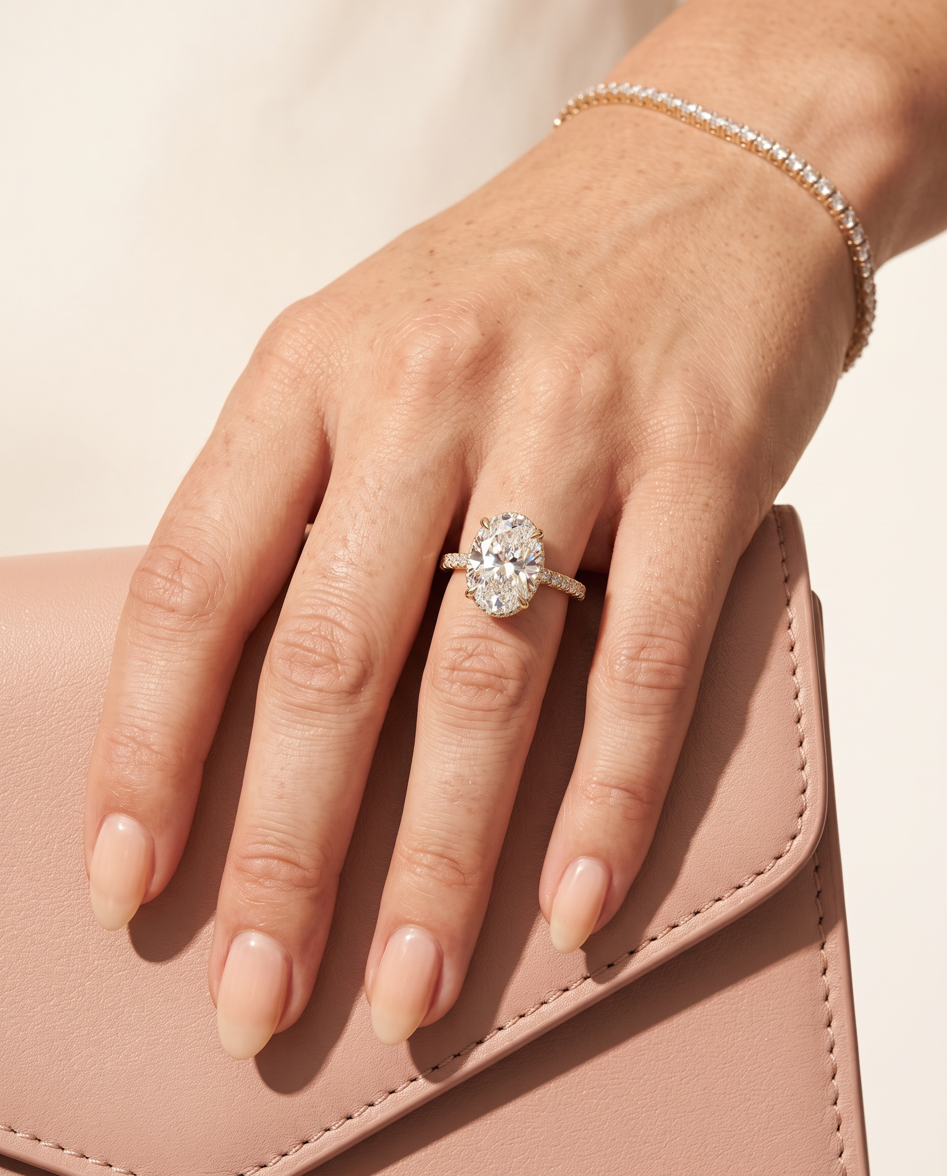 1 to 6 Carat Lab Grown Diamond Engagement Ring – Oval Cut Hidden Halo | Isla