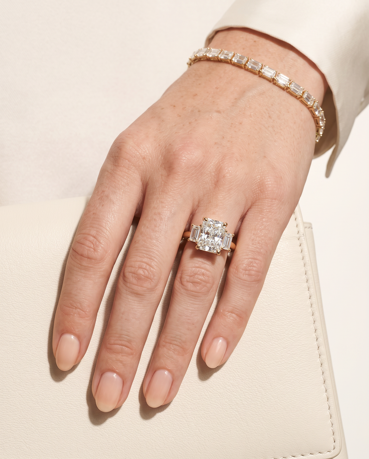 2 to 7 Carat Lab Grown Diamond Engagement Ring – Radiant Cut Three Stone | Aurelia